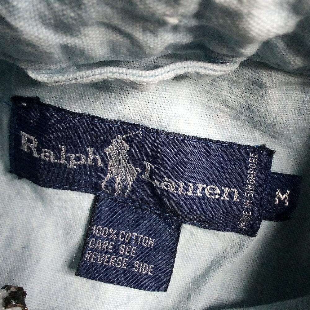 Vintage Polo Ralph Lauren Crest Logo Denim Bomber Jacket Parka - Picture 3 of 4